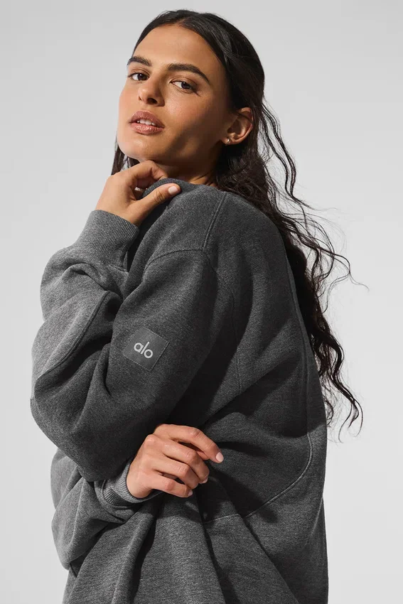 Pull à col rond Make Waves – Gris chiné foncé ton sur ton