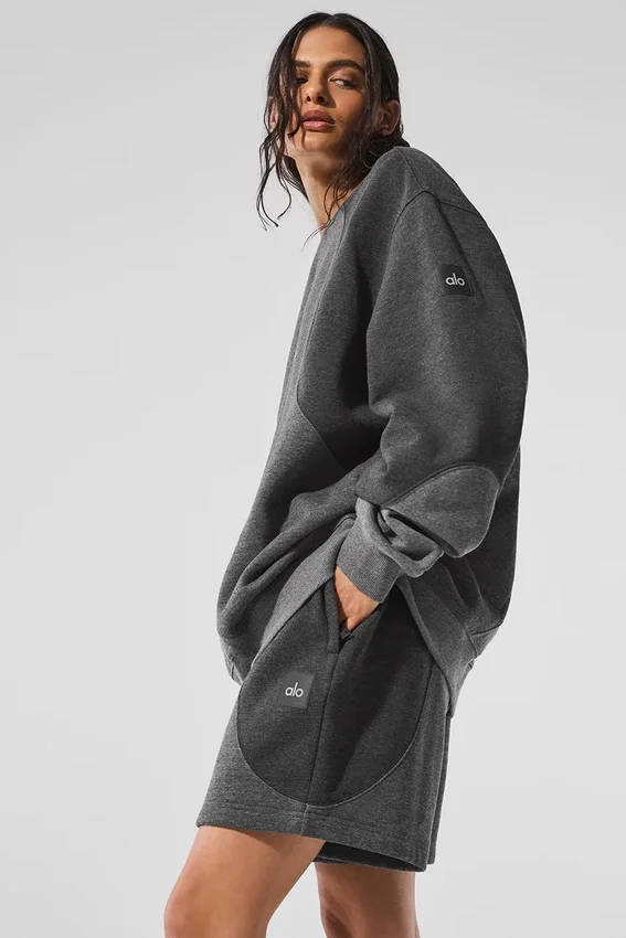 Pull à col rond Make Waves – Gris chiné foncé ton sur ton
