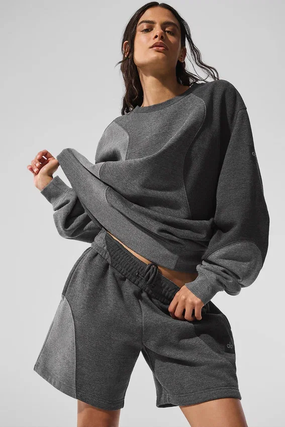 Pull à col rond Make Waves – Gris chiné foncé ton sur ton