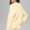 Pull à col rond Noble en laine et cachemire à côtes - Jaune bougie