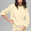Pull à col rond Noble en laine et cachemire à côtes - Jaune bougie