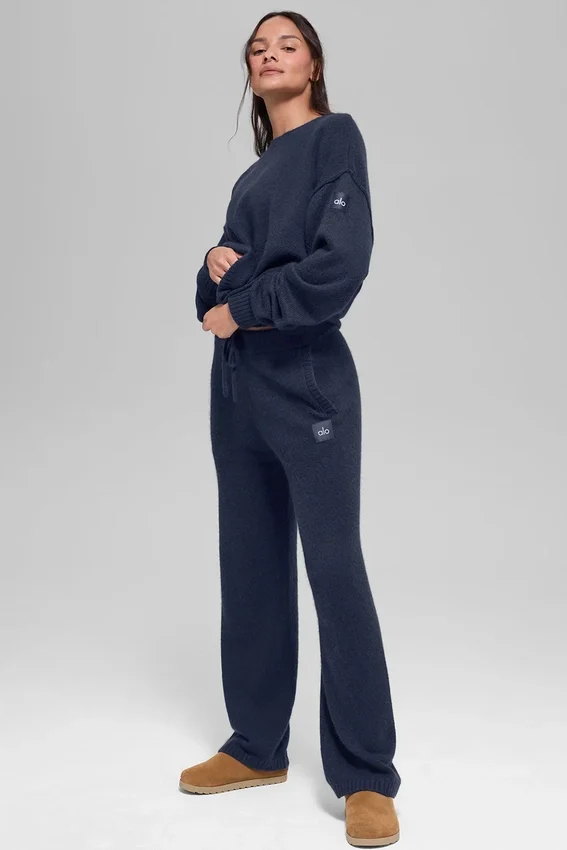 Pull à col rond unisexe en laine et cachemire « New Class » - Bleu marine