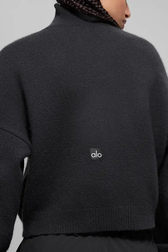 Pull à col roulé court New Class en laine et cachemire – Noir