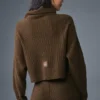 Pull à col roulé en cachemire moelleux à motif gaufré - Espresso