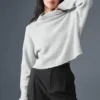 Pull à col roulé en cachemire moelleux à motif gaufré - Gris chiné athlétique