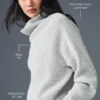 Pull à col roulé en cachemire moelleux à motif gaufré - Gris chiné athlétique