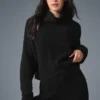 Pull à col roulé en cachemire moelleux à motif gaufré - Noir