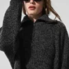 Pull à col roulé marbré avec fermeture éclair 1/4 - Noir marbré