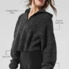 Pull à col roulé marbré avec fermeture éclair 1/4 - Noir marbré