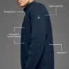 Pull à col zippé 1/4 en maille côtelée Domain Shift - Bleu marine