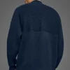 Pull à col zippé 1/4 en maille côtelée Domain Shift - Bleu marine