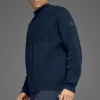 Pull à col zippé 1/4 en maille côtelée Domain Shift - Bleu marine
