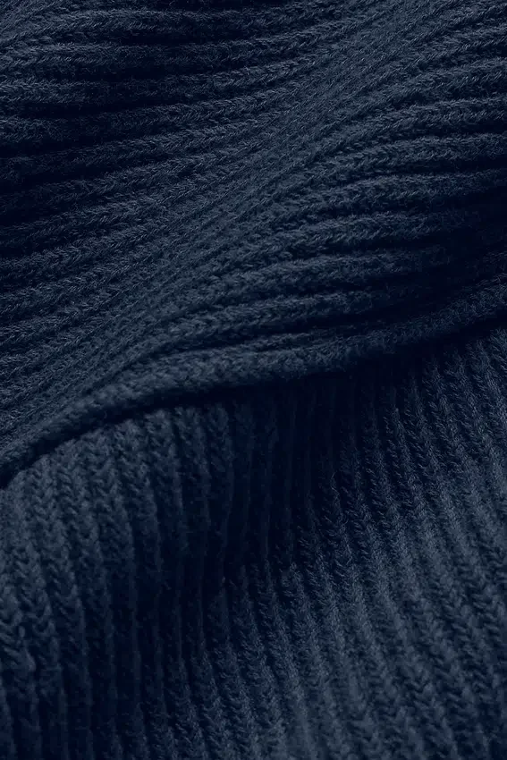 Pull à col zippé 1/4 en maille côtelée Domain Shift - Bleu marine