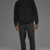 Pull à col zippé 1/4 en maille côtelée Domain Shift - Noir