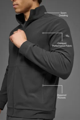 Pull Conquer Max à col montant et fermeture éclair intégrale – Anthracite