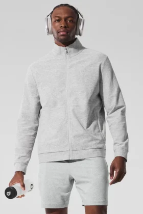 Pull Conquer Max à col montant et fermeture éclair intégrale - Gris chiné athlétique