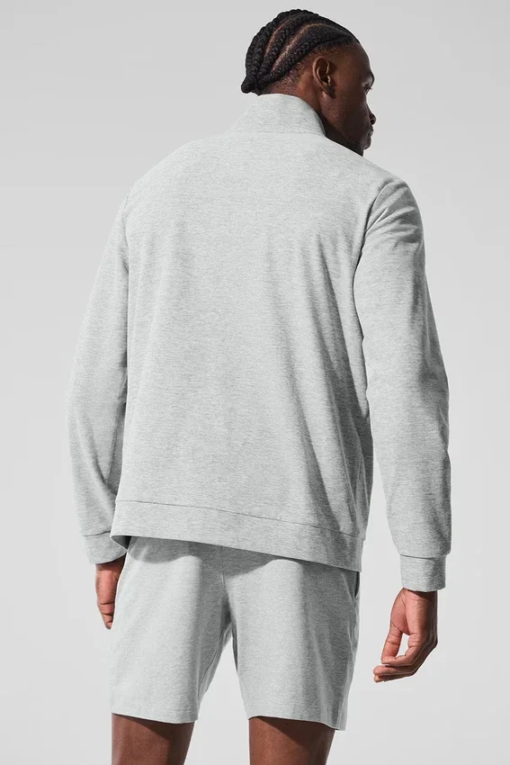 Pull Conquer Max à col montant et fermeture éclair intégrale - Gris chiné athlétique