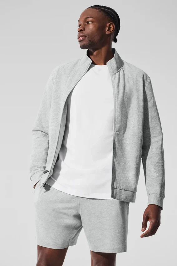 Pull Conquer Max à col montant et fermeture éclair intégrale - Gris chiné athlétique