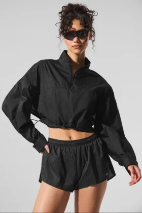 Pull court « Aerial » à fermeture éclair 1/4 - Noir
