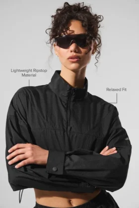 Pull court « Aerial » à fermeture éclair 1/4 – Noir