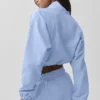 Pull court « Alumni » à fermeture éclair 1/4 - Bleu Provence clair