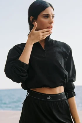 Pull court Alumni à fermeture éclair 1/4 - Noir