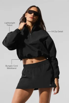 Pull court Alumni à fermeture éclair 1/4 – Noir