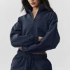 Pull court Alumni à fermeture zippée au quart - Bleu marine