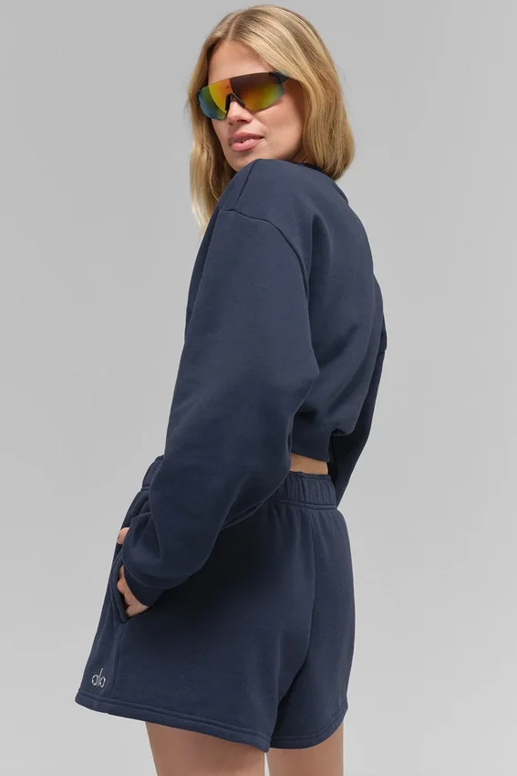 Pull court à col rond Accolade - Bleu marine