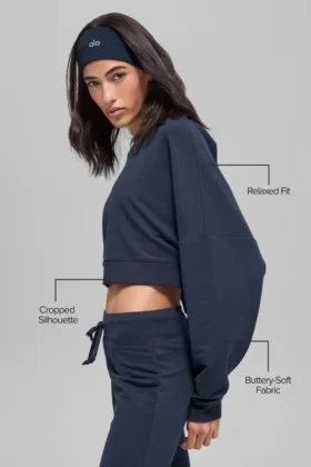 Pull court à col rond Sway – Bleu marine