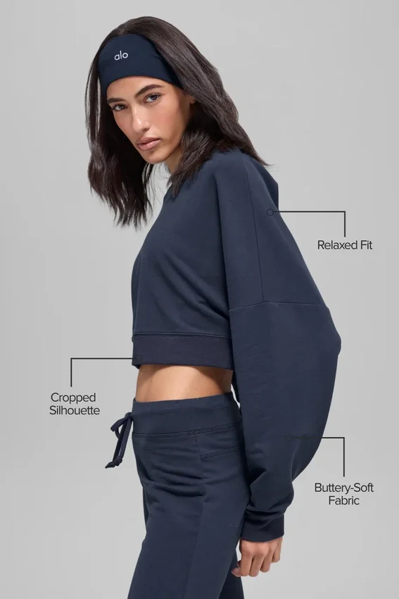 Pull court à col rond Sway - Bleu marine