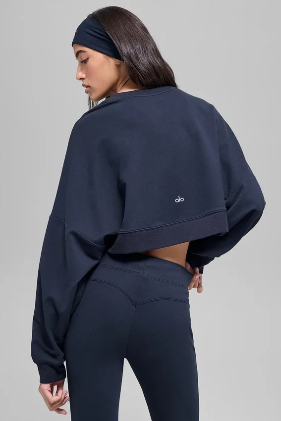 Pull court à col rond Sway - Bleu marine