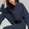 Pull court à col rond Sway - Bleu marine