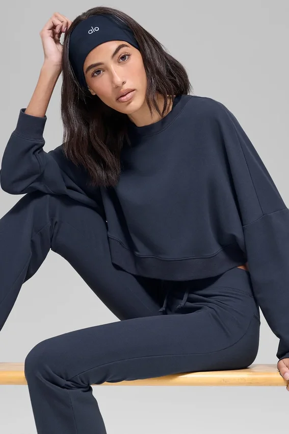 Pull court à col rond Sway - Bleu marine