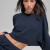 Pull court à col rond Sway - Bleu marine