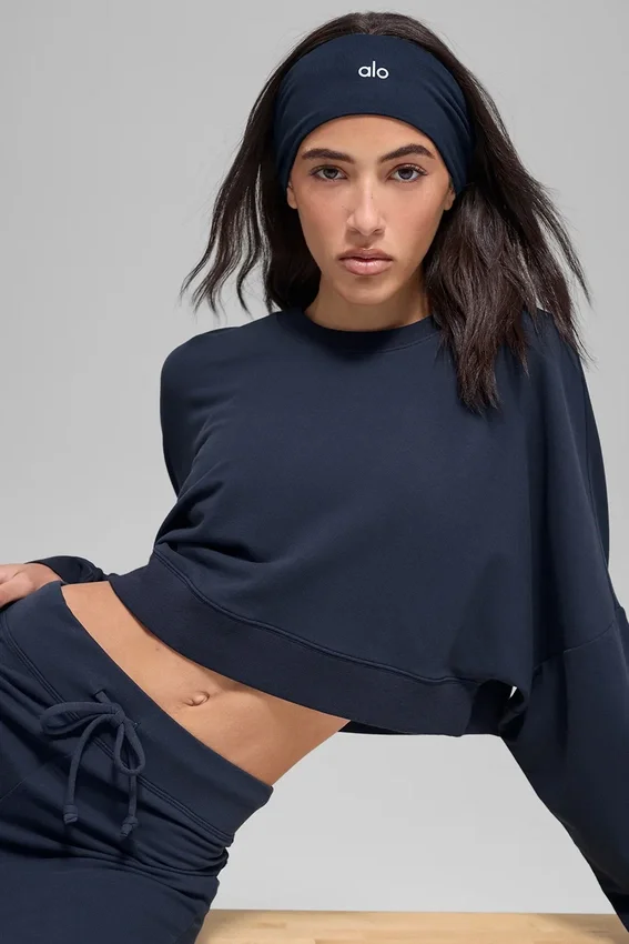 Pull court à col rond Sway - Bleu marine