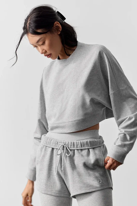 Pull court à col rond Sway - Gris chiné athlétique