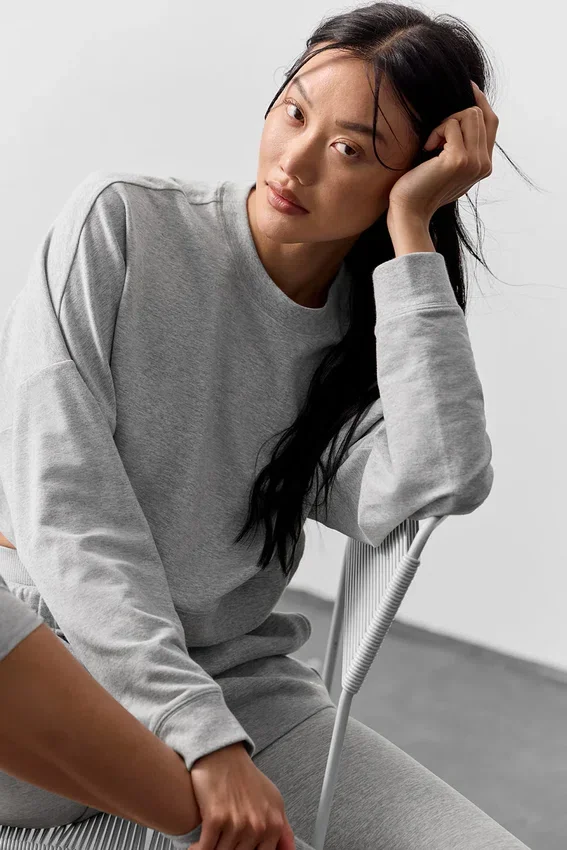 Pull court à col rond Sway - Gris chiné athlétique