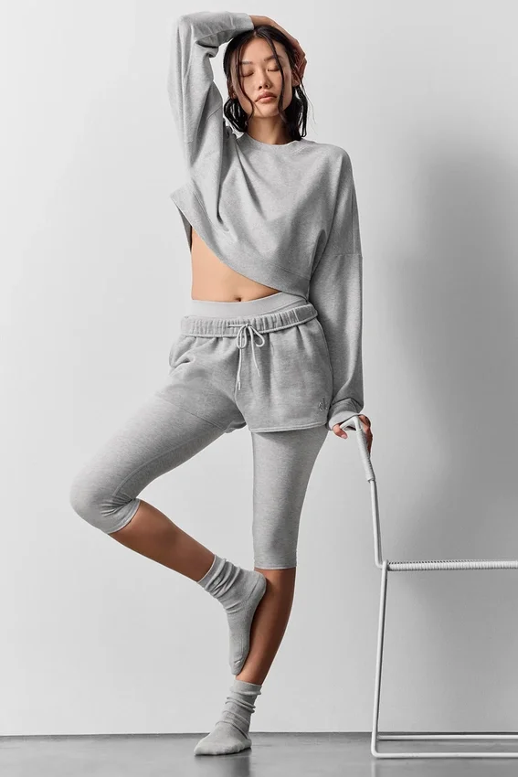 Pull court à col rond Sway - Gris chiné athlétique