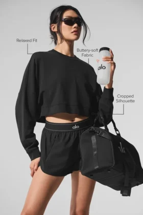 Pull court à col rond Sway – Noir