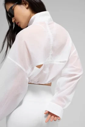 Pull court à col zippé 1/4 « Aerial » – Blanc