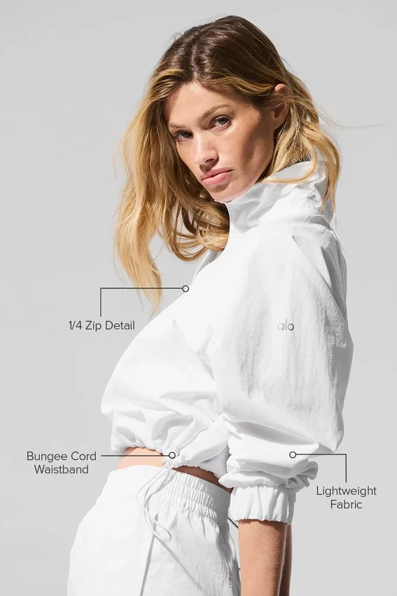 Pull court à fermeture à glissière quart de longueur « Alumni » - Blanc