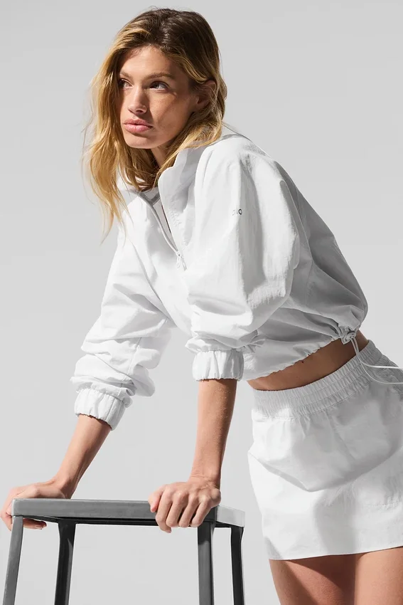 Pull court à fermeture à glissière quart de longueur « Alumni » - Blanc