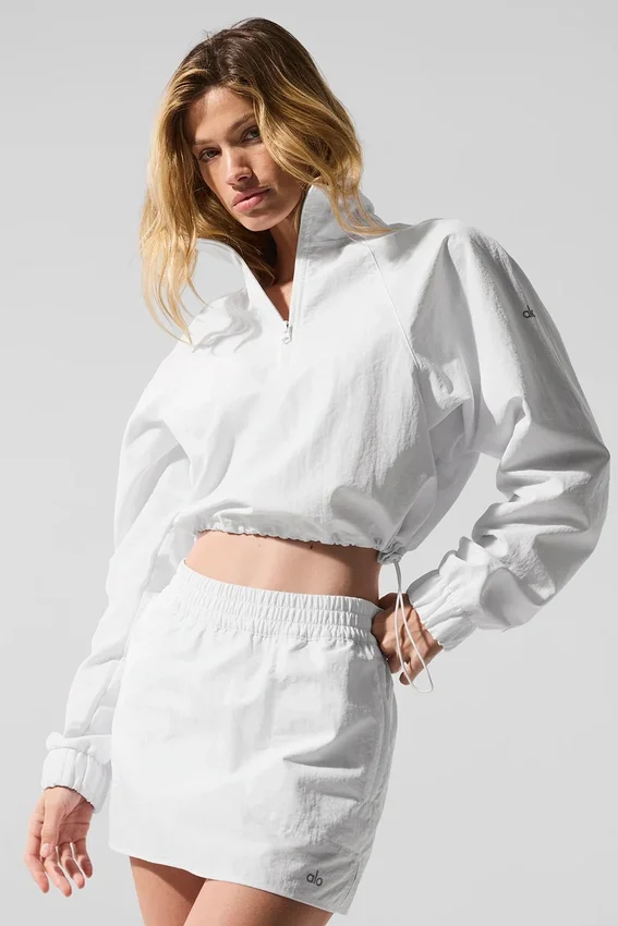 Pull court à fermeture à glissière quart de longueur « Alumni » - Blanc