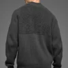 Pull Domain Shift à col rond et fermeture éclair 1/4 en maille côtelée - Anthracite