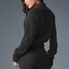 Pull en cachemire moelleux à motif gaufré avec fermeture éclair 1/4 - Gris chiné foncé
