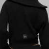 Pull en cachemire moelleux à motif gaufré avec fermeture éclair 1/4 - Noir