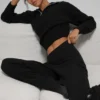 Pull en cachemire moelleux à motif gaufré avec fermeture éclair 1/4 - Noir
