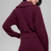 Pull en cachemire moelleux à motif gaufré et fermeture à glissière 1/4 - Bordeaux