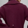Pull en cachemire moelleux à motif gaufré et fermeture à glissière 1/4 - Bordeaux